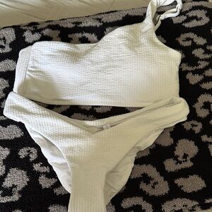 BECCA White Textured Bikini Set